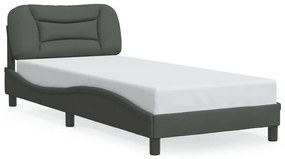 3213670 vidaXL Cadru de pat cu lumini LED, gri închis, 90x190 cm, textil