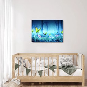 Tablou pe sticlă - Poiană mistică de pădure (70x50 cm)