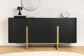 Comoda lemn de mango fronturi canelate GATSBY 160cm negru