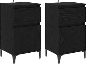 vidaXL Dulap de noapte cu sertar 2 pcs Stejar Negru 40 x 35 x 70 cm