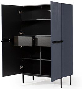 Comoda Nicole - MDF albastru marin / picioare negre