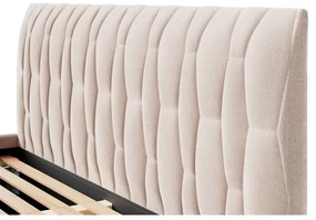 Pat tapițat FLORA, 160x200 cm, bej, fără saltea