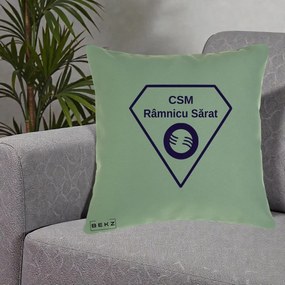 Perna Personalizata CSM Ramnicu Sarat Fotbal, 40x40 cm, Verde, Husa Detasabila, Perna Inclusa, BEKZ®