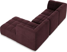 Colțar burgundy cu tapițerie din catifea (cu colț pe partea dreaptă/cu șezlong) Aloha – Makamii