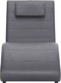 vidaXL Șezlong cu pernă, gri, piele artificială