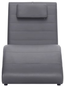 281281 vidaXL Șezlong cu pernă, gri, piele artificială