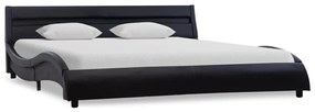 285668 vidaXL Cadru de pat cu LED, negru, 120 x 200 cm, piele ecologică