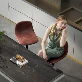 HOMCOM Set 2 Scaune Inalte Reglabile 360° cu Spatar si Suport pentru Picioare pentru Bucatarie Bar sau Sufragerie 40,5x44x84-104 cm Maro | Aosom Romania