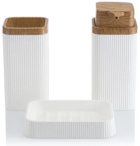 Set de baie ZOYA 5 buc. alb/maro