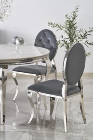 Masa rotunda Reginald marmura alba/argintiu ø120 cm