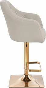 HR831KW Scaun Ecru Piele Ecologica Premium Soft cu Bază Aurie