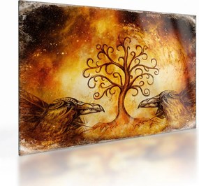 Tablou pe sticlă natural abstract cu copac (70x50 cm)