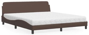 vidaXL Pat cu saltea, maro, 180x200 cm, piele ecologică