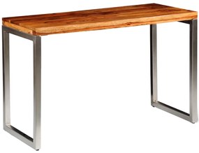 242126 vidaXL Masă de bucătărie lemn masiv sheesham birou cu picioare de oțel