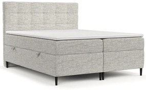 Pat boxspring gri deschis cu spațiu de depozitare 200x200 cm Urbaneo – Maison de Rêve
