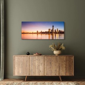 Tablou cu oraș în apus de soare (120x50 cm)