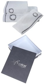 Set cadou prosop și prosop de corp SEHZADE, 2 buc Alb-broderie argintiu / Silver