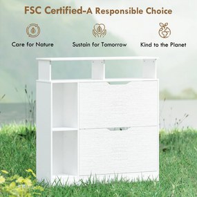 HOMCOM Dulap pentru pantofi, dulap de pantofi, 2 sertare rabatabile, compartimente deschise și raft reglabil, alb | Aosom Romania