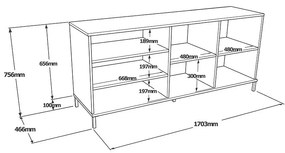 Consola Evaluate sonoma - wenge 170x46.5x75.5cm