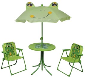 vidaXL Set bistro pentru copii de grădină, cu umbrelă, 3 piese, verde