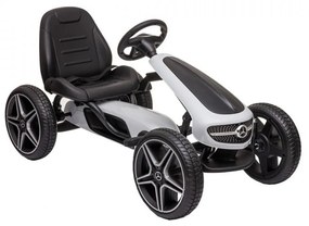 Kart cu pedale pentru copii NOVOKIDS® Mercedes Benz Kart PRO, Cu claxon si melodii, Carena, Structura metalica, Frana de mana, Functie FreeWheel,