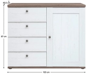 Comodă TEINA 4S1D, pin canyon