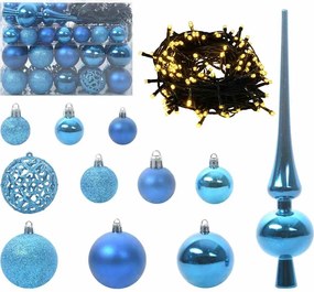 vidaXL Set de Globuri de Crăciun cu 150 LED 61 pcs albastru Plastic