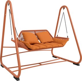 Outsunny Balansoar Hollywood, leagăn de grădină cu perne, cadru, pentru grădină, balcon, 174 x 120 x 162 cm, metal, Teracotă | Aosom Romania
