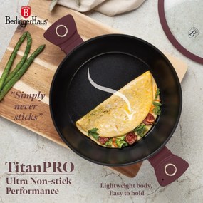 Cratita cu capac 30 cm 4,5L Leonardo Collection Berlinger Haus BH 8039, visiniu mat, mancarea nu se lipeste, compatibila cu inductie