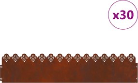 vidaXL Borduri pentru gazon 30 pcs Ruginit 103 x 0,05 x 22 cm