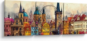 Tablou - Toamna în orașul pictat (cu ceas) (90x30 cm)