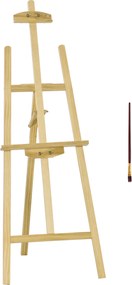 HOMCOM Șevalet de Pictură din Lemn de Pin Reglabil, Portabil și Pliabil cu Pensulă, 51,5x71,5x134,5 cm, Natural | Aosom Romania