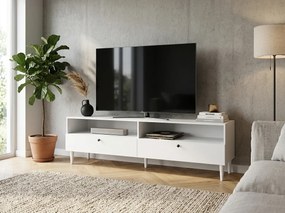 Dulap TV cu raft si dulapuri DULLUM 200x58cm, alb