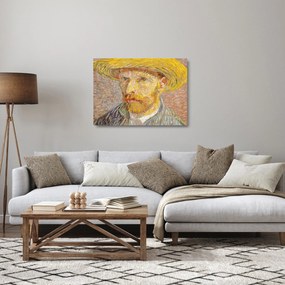 Tablou pe sticlă - Vincent van Gogh, Self-Portrait with a Straw Hat (The Potato Peeler), reproducere (70x50 cm)