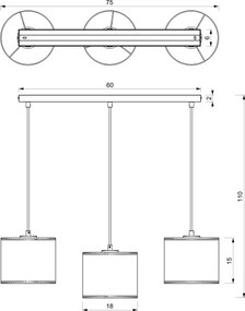 Candelabru pe cablu ARDEN 3xE27/15W/230V bej/maro