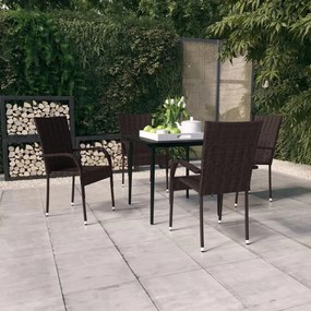 Set mobilier de gradina, 5 piese, maro si negru Maro si negru, Lungime masa 80 cm, 5