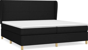 vidaXL Pat box spring cu saltea, negru, 200x200 cm, textil