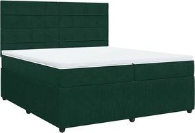 vidaXL Pat box spring cu saltea, verde închis, 200x200 cm, catifea