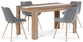 Set de sufragerie din MDF cu 4 scaune gri, 138 x80 x 75 cm, stejar Sonoma