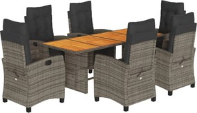 vidaXL Set mobilier de grădină cu perne, 7 piese, gri, poliratan