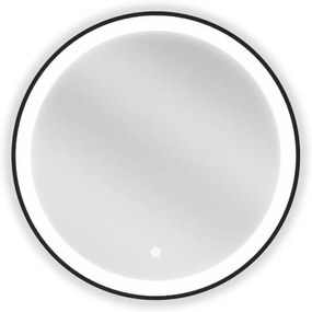 Oglindă de baie rotundă iluminată Mexen Esso 60 cm, LED 6000K, anti-abur, ramă neagră - 9825-060-060-611-70