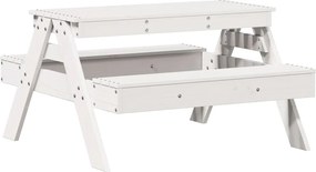 vidaXL Masă de picnic pentru copii, alb, 88x97x52 cm, lemn masiv pin
