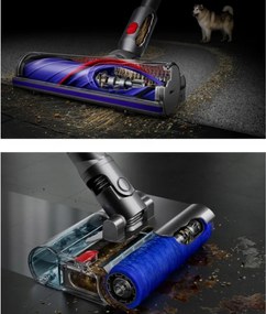 Aspirator vertical Dyson V12s Detect Slim Submarine 485350-01, 140AW, 0,35 L, 60 min, uscat/umed, 3 moduri, HEPA, senzor de praf, golire igienică, LCD cu date în timp real, nichel/galben