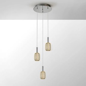 Lustra cu 3 pendule LED design modern Micron crom/auriu SV-413626