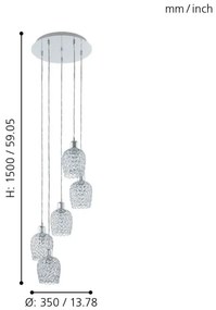 Eglo 94898 - Lustra de cristal BONARES 1 5xE27/60W/230V
