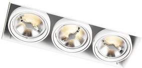 Set de 6 spoturi încastrate albe AR111 fără ramă cu 3 lumini - Oneon