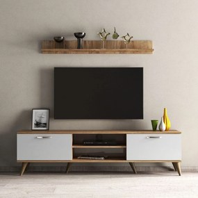 Mobilier living TVU0103, alb/stejar, PAL melaminat, 2 piese