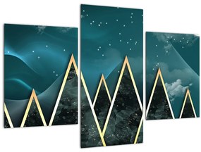 Tablou - Lună plină deasupra munțiilor aurii (90x60 cm)