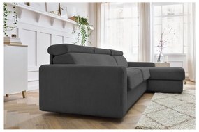 Colțar gri închis extensibil cu tapițerie din catifea reiată (cu colț variabil) Monaco – Bobochic Paris