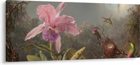 Tablou - Martin Johnson Heade, Cattleya Orchid and Three Hummingbirds, reproducere (120x50 cm)